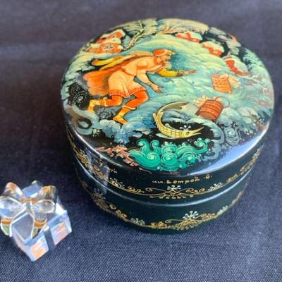 Kg146v russian lacquer box swarovski crystal box