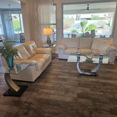 Sale Photo Thumbnail #73: Beautiful leather sofa, loveseat, chair, coffee table and 3 end tables!