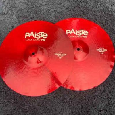 Pair of paiste color sound 900 14 sound edge hi hat cymbals in red