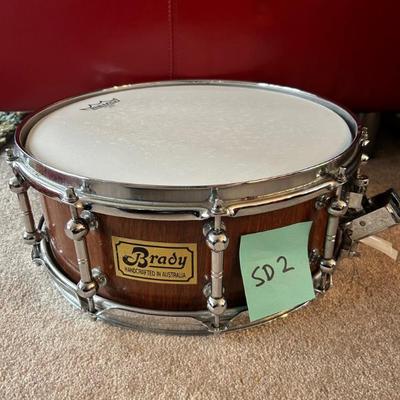 Brady snare drum probably the jarrah block 14x65, with soft case
