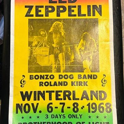 Led zeppelin poster winterland in san francisco 1968