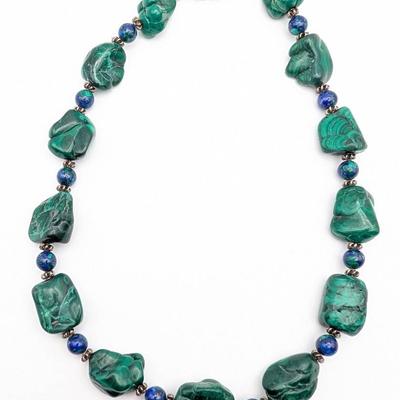 Malachite and Azurite Beaded Necklace