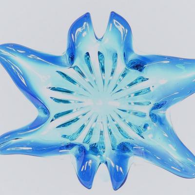 Vintage Bright Blue Murano Style Art Glass Bowl
