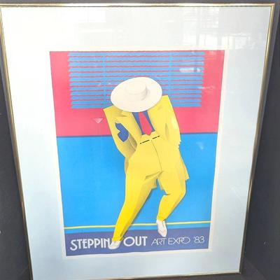 Vintage Framed 1983 Steppin Out Art Expo Poster by Bernard Picture Co.