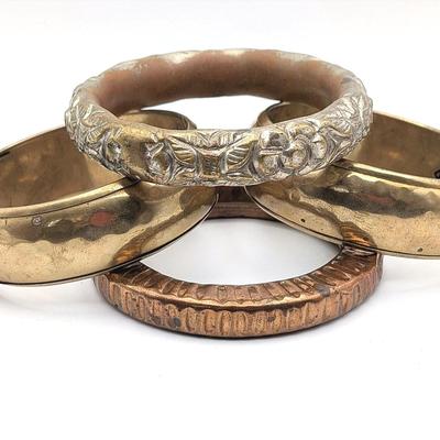 Bangle Bracelet Lot | Set of 4 Metallic Bangle Bracelets