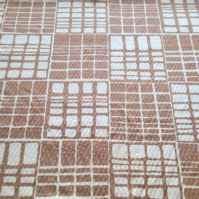 Vintage Fabric | Tan and Off White Geometric Matlasse by Loomskill, Inc.
