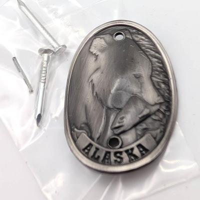 Souvenir Alaska Badge with Bear and Salmon
