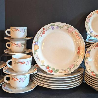 Vintage Lynns Stoneware Fruit Pattern Service for Six with Extras