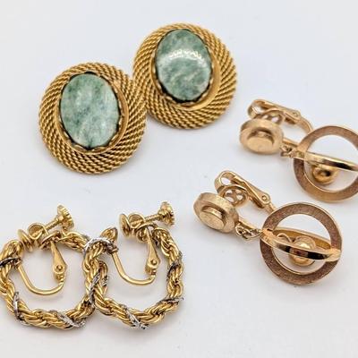 3 Pairs of Vintage Clip On Earrings | Napier | Trifari