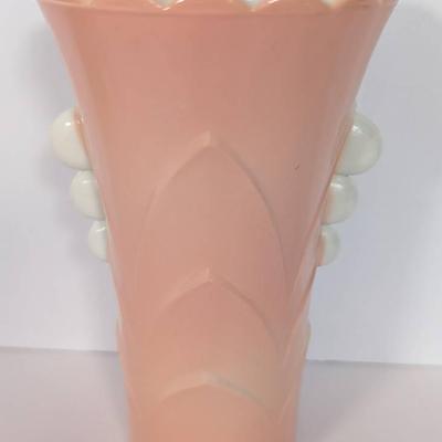Vintage Uranium Milk Glass Fire King Vase with Pink Exteior