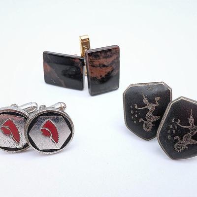 Cufflink Collection | 3 Pair of Vintage Cufflinks | Anson |Sterling