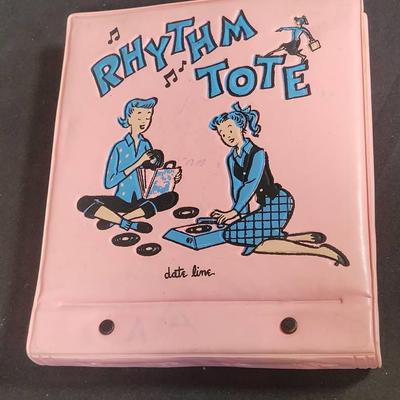 Vintage Pink Rhythm Tote 45 Case Filled with 45 Records