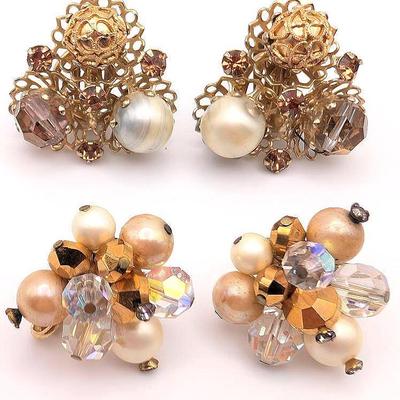 Vintage Clip On Earrings | 2 Pair | Vogue | Vendome