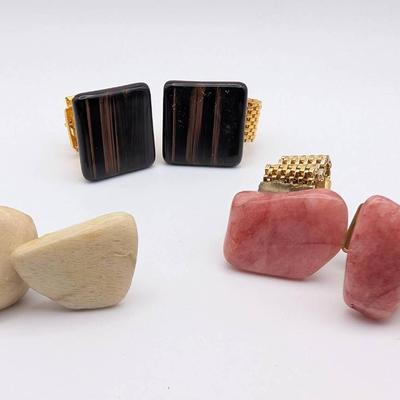 Cufflink Collection | 3 Pairs of Vintage Cufflinks with Stone and Glass