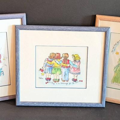 Trio of Watercolor Paintings Rosalie Schroeder Cincinnati Artist | Brown Birds | Hugs | Web Chairs