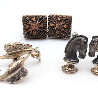 Cufflink Collection | 3 Pair of Vintage Cufflinks | Chess | Swank |