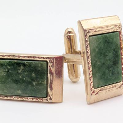 Cufflink Collection | Dante Gold Tone with Green Jade