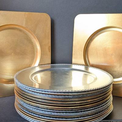 Lot of Silver and Gold Charger Plates | Table Setting | Tablescape