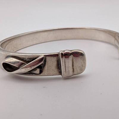 Sterling Silver Unoaerre "Until There's A Cure" Breast Cancer Cuff Bracelet