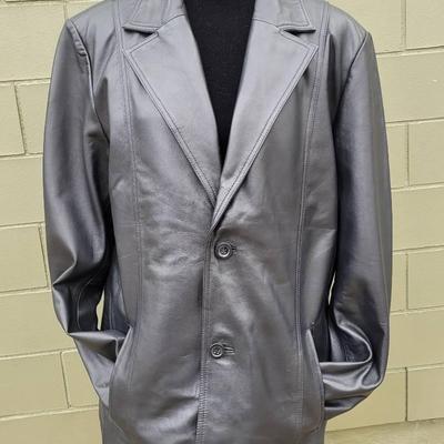 Men's Black Leather Blazer New With Tags Size L