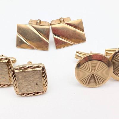 Cufflink Collection | 3 Pairs of Vintage Cufflinks | Hickok | Anson | Gold Filled