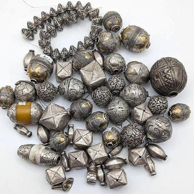 Silver Bead Lot | 75 Misc Metallic Jewelry Beads