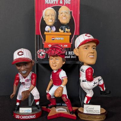 Collection of Cincinnati Reds Bobbleheads | Joe Nuxhall | Leo Cardenas | Marty & Joe | Johnny Bench