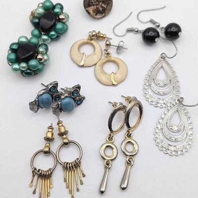 Misc. Earrings Lot | 6 pierced | 1 Clip On | 1 Tie Clip