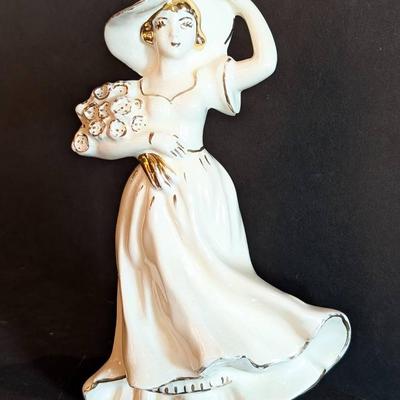 Vintage Enesco Porcelain Figurine Sweet Seventeen Your Girl with Flowers