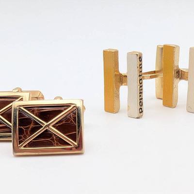 Cufflink Collection | 2 Pairs of Vintage Cufflinks | Permaline Advertising | Swank