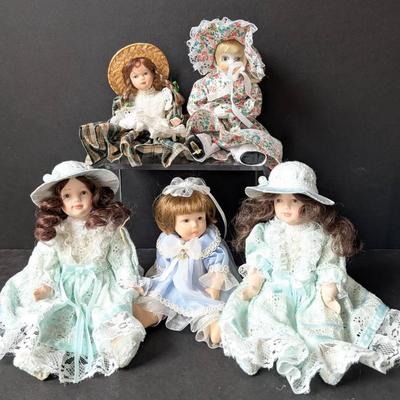 5 Smaller Porcelain Dolls 6"- 8" 
