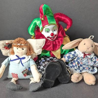 Porcelain Clown | Vintage Plush Angel | Vintage Plush Bunny
