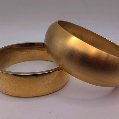 2 Gold Tone Bangle Bracelets