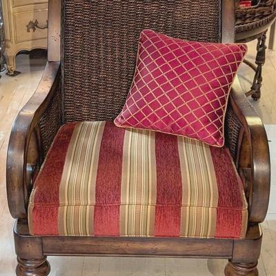 Wicker Marin Chair By Lexington with Turned Feet and Rolled Arms Accent Chair