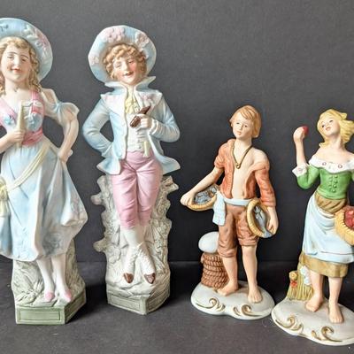 4 Porcelain Figures | Blue Boy | Pinky | Farm Girl | Farm Boy