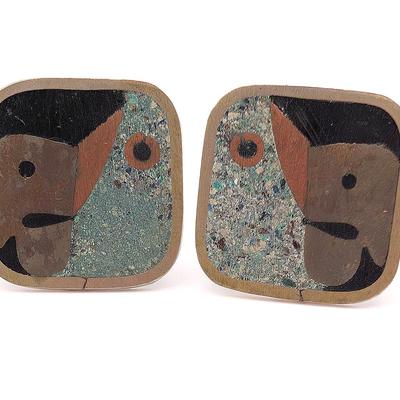 Metales Casados Alpaca Silver Parrot Face Made in Mexico Vintage Cufflinks