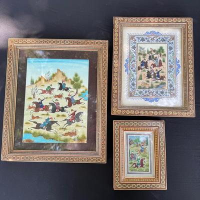 Vintage Persian Hunting Scene Paintings