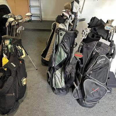 golf clubs and golf bags