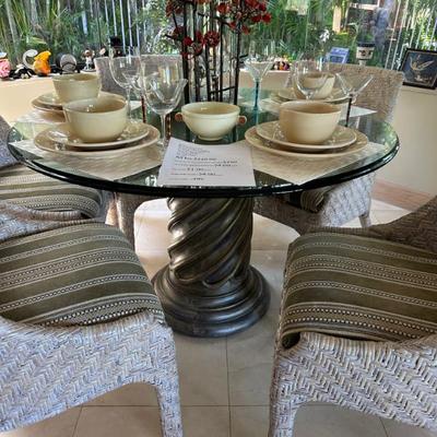 round kitchen table with thick glass on top