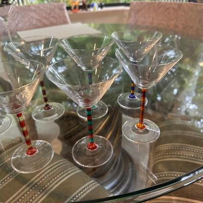 multi color martini glasses