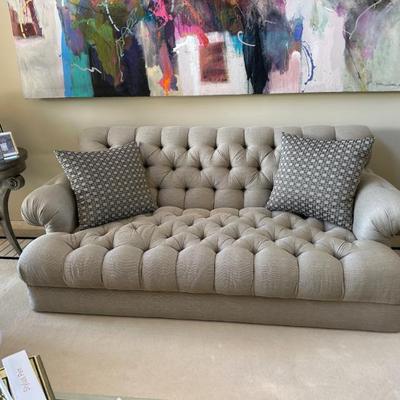  2 custom made tuffed sofa gray color
