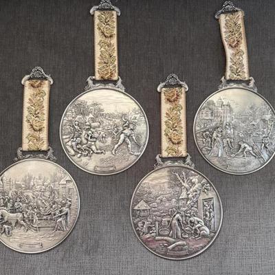 WMF Zinn Pewter Wall Medallions – Vintage German Decorative Art