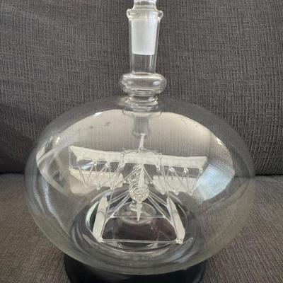 Blown Glass Plane in Bottle