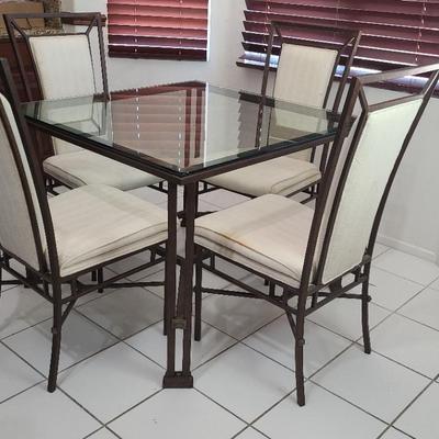 Glass Top Dining Table with 4 Chairs