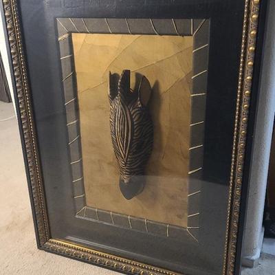Zebra Tribal Mask In Shadow Box