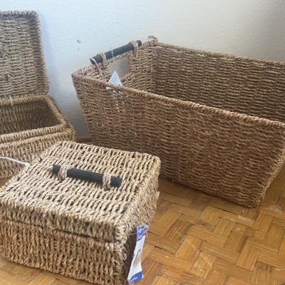 Tangere Baskers Made Of  Seagrass With Wooden Handles