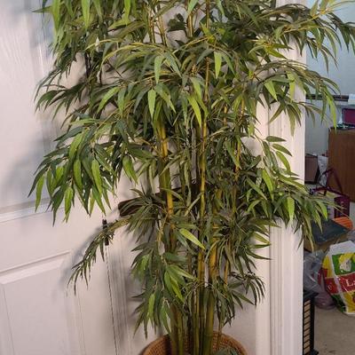 Artificial Bamboo Tree In Wicker Basket