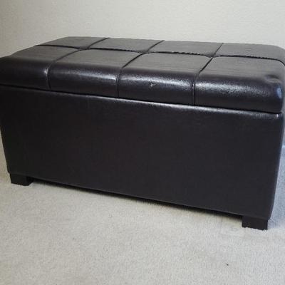 Faux Leather Storage Ottoman