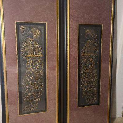 Tall Black/Gold Framed Artwork