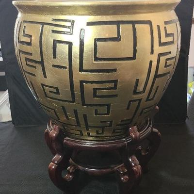 Gold with Black Geometric Pattern Bowl